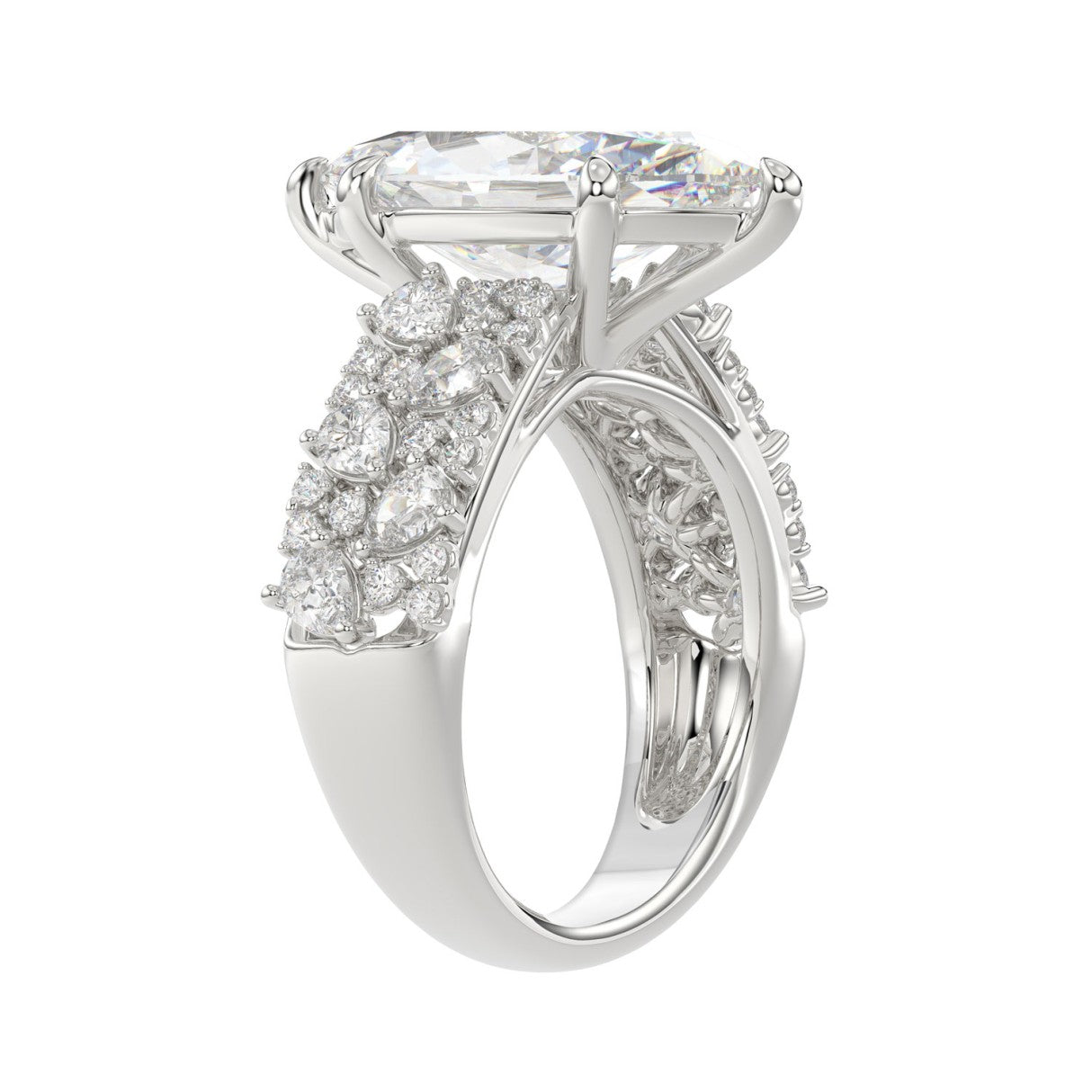 Luxury 14K White Gold Diamond Ring 6 1/4Ct Marquise Center Stone With Pear &amp; Round Diamonds, Women Fashion Engagement Ring (Color F-G -Clarity Vs1/Vs2)