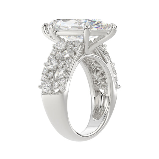 Luxury 14K White Gold Diamond Ring 6 1/4Ct Marquise Center Stone With Pear &amp; Round Diamonds, Women Fashion Engagement Ring (Color F-G -Clarity Vs1/Vs2)