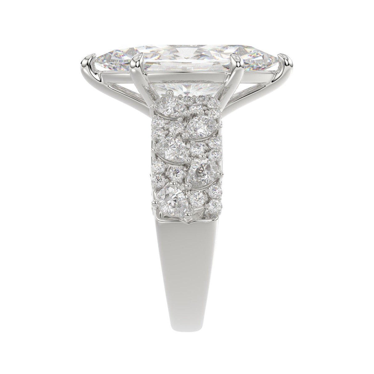 Luxury 14K White Gold Diamond Ring 6 1/4Ct Marquise Center Stone With Pear &amp; Round Diamonds, Women Fashion Engagement Ring (Color F-G -Clarity Vs1/Vs2)
