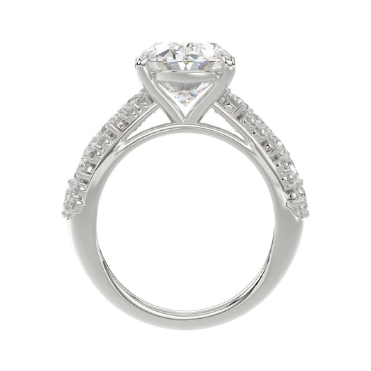 14K White Gold 6 1/4Ct Diamond Engagement Ring For Women 5Ct Oval Center Stone With Pear,& Round Side Stones, Luxury Bridal Ring (Color F-G -Clarity V
