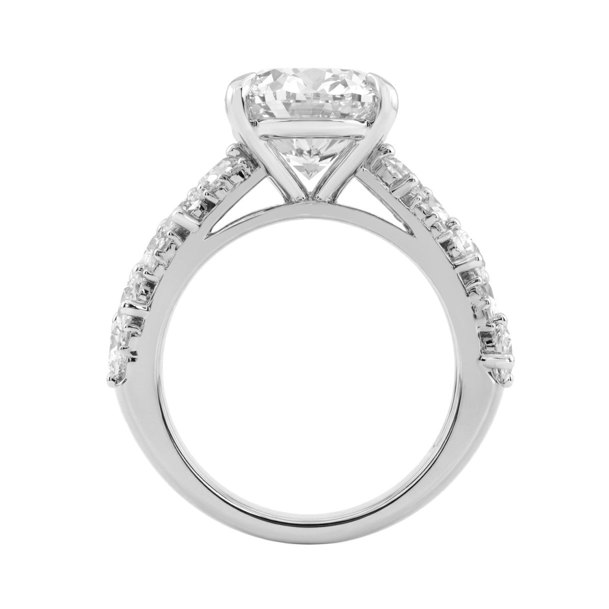 14K White Gold 6 1/4Ct Diamond Engagement Ring For Women 5Ct Oval Center Stone With Pear,& Round Side Stones, Luxury Bridal Ring (Color F-G -Clarity Vs1/Vs2)