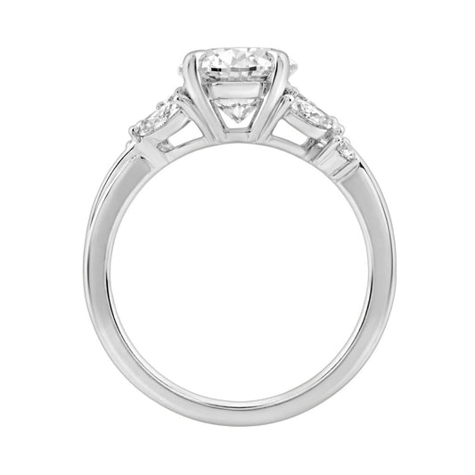 14K White Gold 3 1/2Ct Lab-Grown Diamond Engagement Ring For Women 3Ct Oval Center With Marquise & Round Side Stones, Elegant Bridal Ring (Color F-G -Clarity Vs1/Vs2)