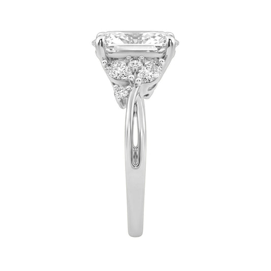 14K White Gold 3 1/2Ct Lab-Grown Diamond Engagement Ring For Women 3Ct Oval Center With Marquise &amp; Round Side Stones, Elegant Bridal Ring (Color F-G -Clarity Vs1/Vs2)