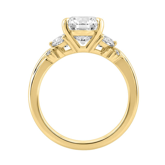 14K Yellow Gold 3 1/2Ct Lab-Grown Diamond Engagement Ring For Women 3Ct Pear Center With Marquise & Round Side Stones, Elegant Bridal Ring (Color F-G -Clarity Vs1/Vs2)