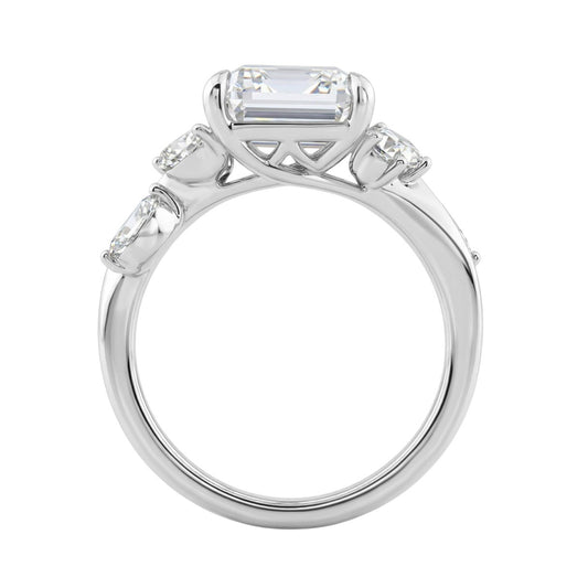Luxury 14K White Gold 5 1/2Ct Lab-Grown Diamond Ring 5Ct Emerald Center With Marquise &amp; Round Side Stones For Women Engagement Ring (Color F-G -Clarity Vs1/Vs2)