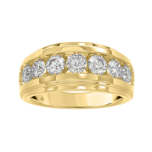 Elegant 14K Yellow Gold 2.00Ct Men's Round Cut Lab Grown Diamond Band