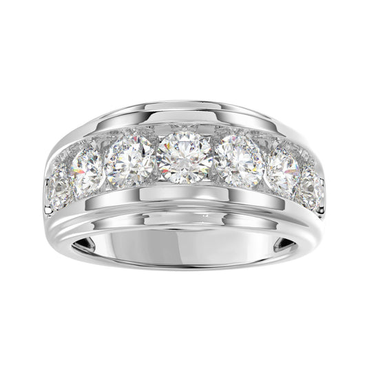Elegant 14K White Gold 3.00Ct Men's Round Cut Lab Grown Diamond Band