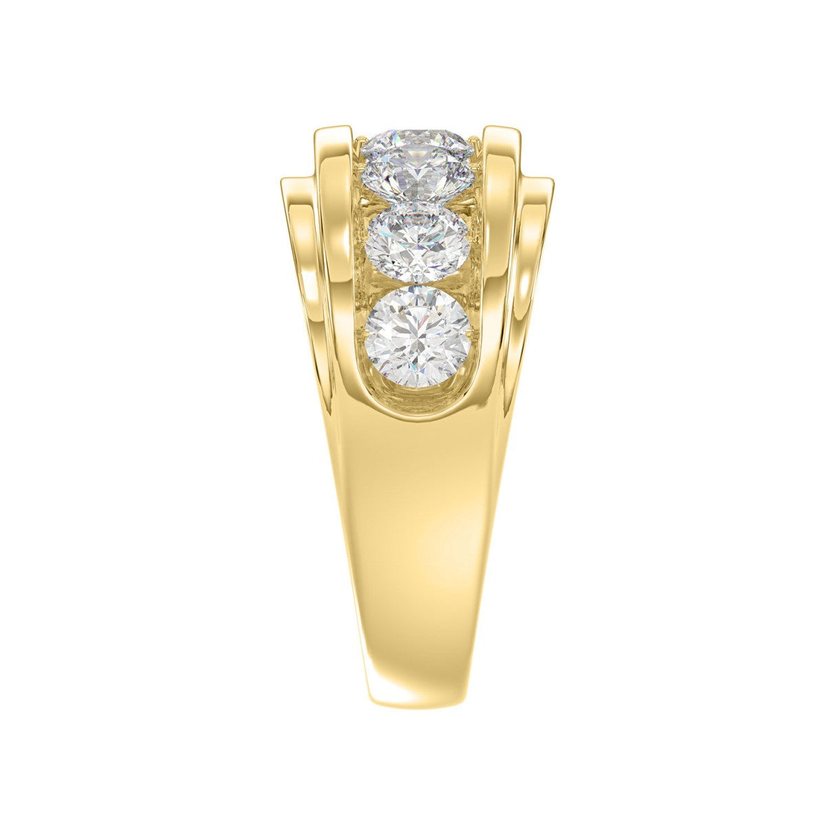 Elegant 14K Yellow Gold 3.00Ct Men's Round Cut Lab Grown Diamond Band