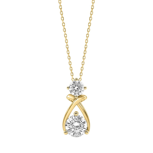 Elegant 14K Yellow Gold Lab Created Diamond Ladies Pendant 1.00Ct Round Cut Infinity Twist Pendant For Her (Color F-G -Clarity Vs1/Vs2)
