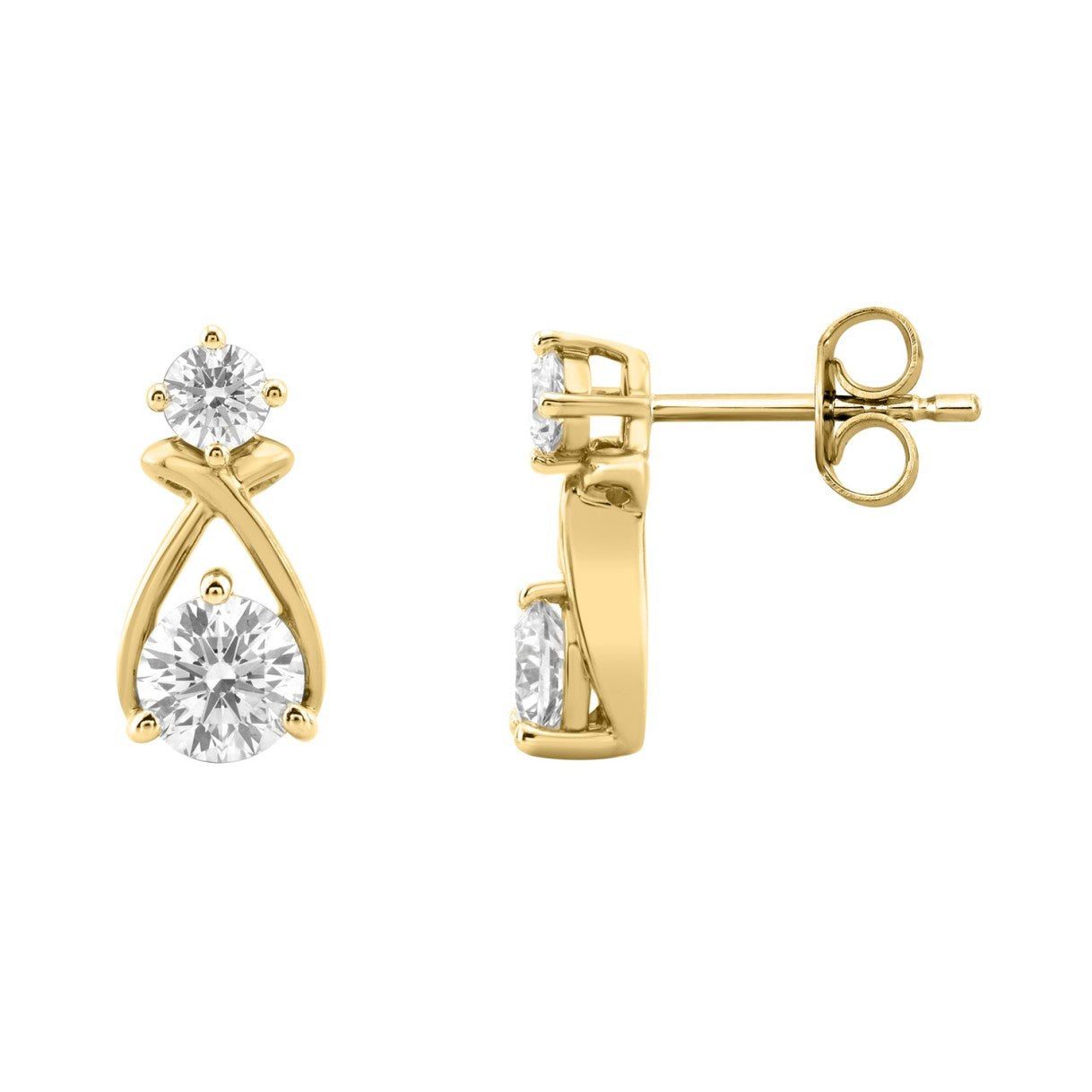 Elegant 14K Yellow Gold Lab Grown Diamond Earrings 1.00Ct Round Cut Diamond Women Fashion Jewelry (Color F-G -Clarity Vs1/Vs2)
