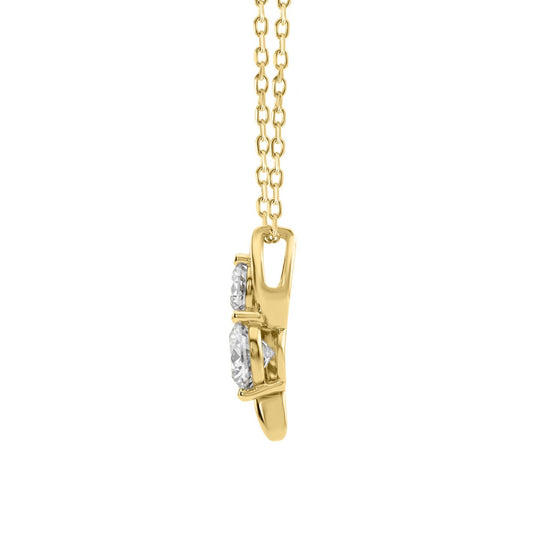 Elegant 14K Yellow Gold Ladies Pendant With 1.00Ct Round Diamonds In A Timeless Two-Stone Design. Complete With Chain And Perfect For Gifting.