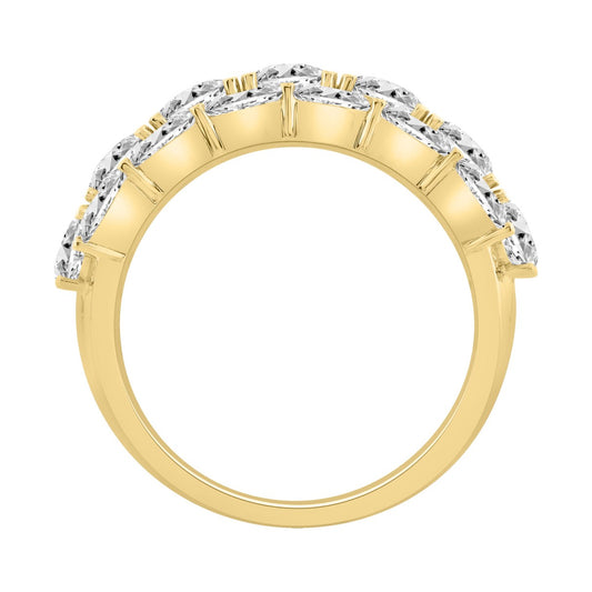 14K Yellow Gold 5 1/3Ct Oval Diamond Cluster Ring For Women Luxury Statement Fashion Ring (Color F-G -Clarity Vs1/Vs2)