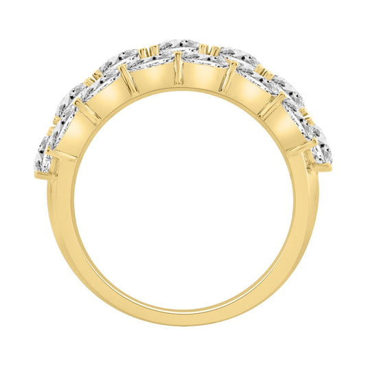 14K Yellow Gold 5 1/3Ct Oval Diamond Cluster Ring For Women Luxury Statement Fashion Ring (Color F-G -Clarity Vs1/Vs2)