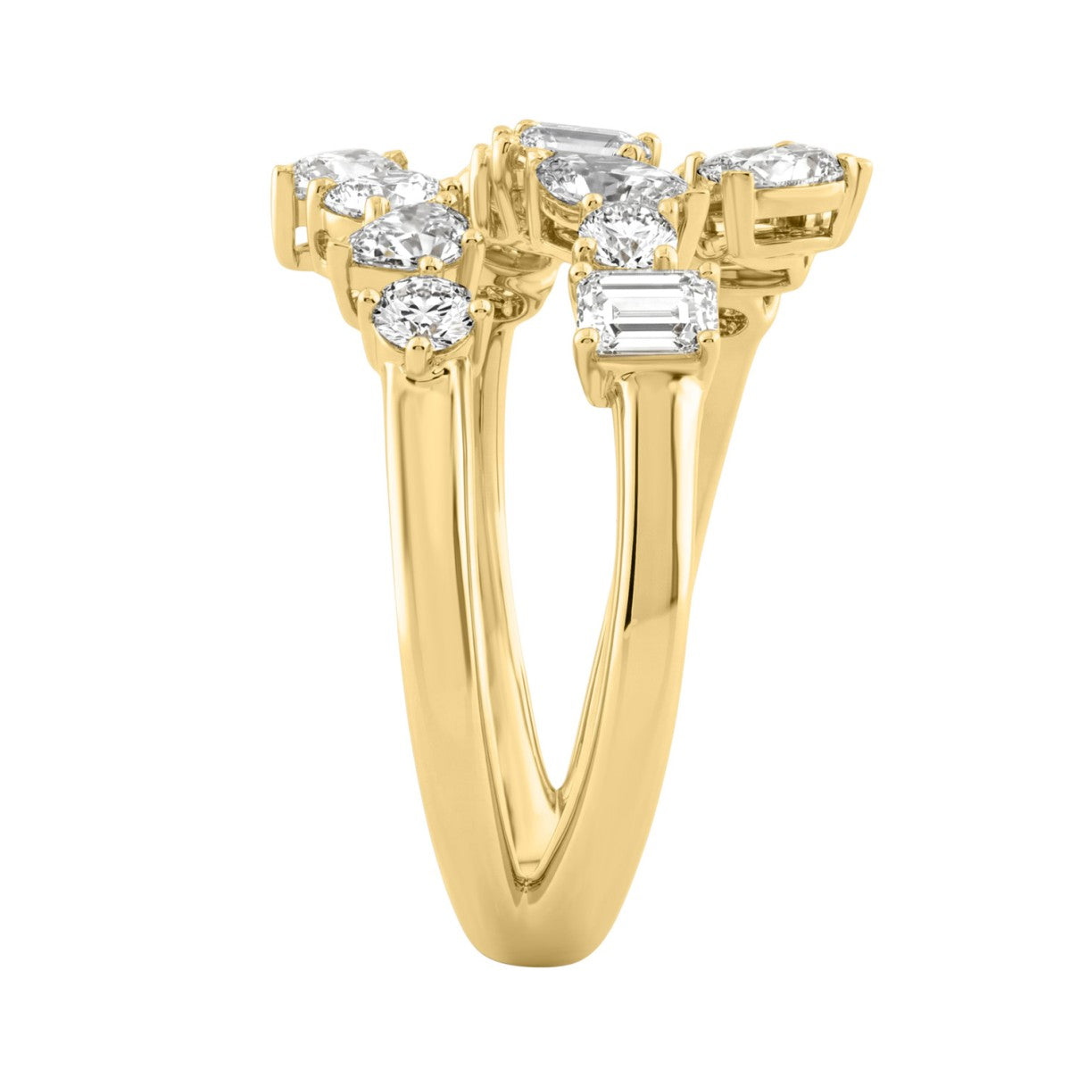 Elegant 14K Yellow Gold 1 1/2Ct Diamond Ring Mixed Cuts: Round, Marquise, Pear, Emerald & Oval, Women?S Fashion Jewelry (Color F-G -Clarity Vs1/Vs2)
