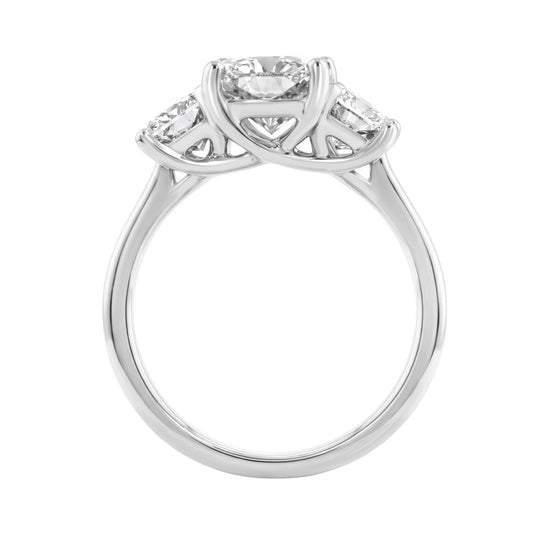 14K White Gold 5.00Ct Radiant  Lab Grown Diamond Ring 3.00Ct Center Stone Radiant Diamond Three Stone Engagement Ring For Women (Color F-G Clarity Vs1/Vs2)
