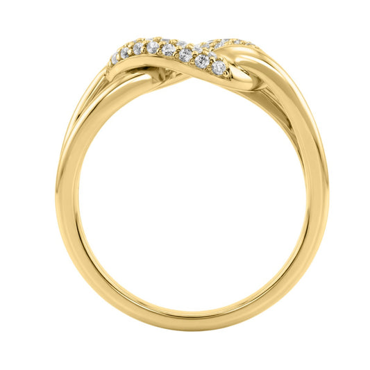 1/4Ct Round Diamond Ring In 10K Yellow Gold Women Interlocked Link Fashion Ring (Color F-G -Clarity Vs1/Vs2)
