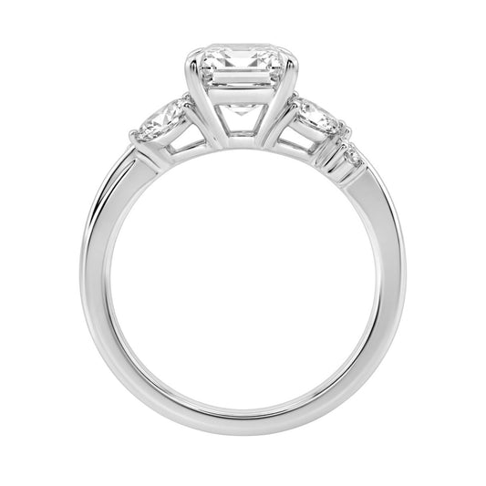 14K White Gold Ladies Lab-Grown Diamond Ladies Engagement Ring 3 1/2Ct Radiant, Round &amp; Marquise With Side Marquise Accents 3Ct Radiant Center Sto