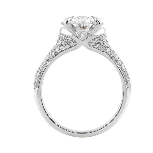14K White Gold Oval &amp; Round Diamond Engagement Ring For  Ladies  4 1/2Ct Ring 4Ct Oval Center Stone (Color F-G -Clarity Vs1/Vs2)