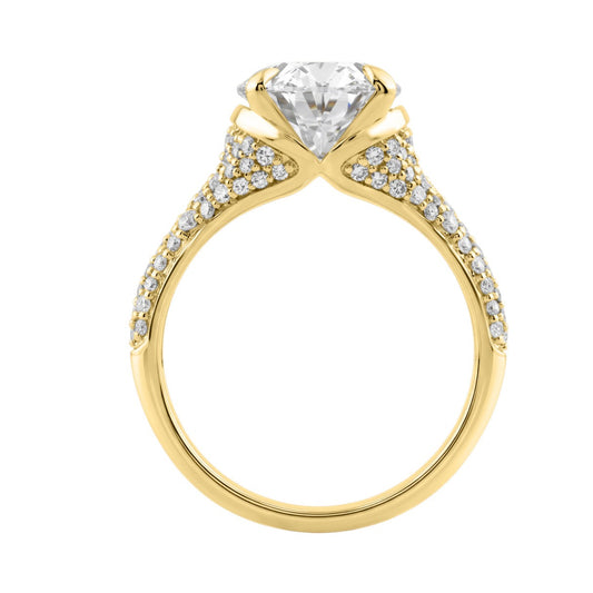 14K Yellow Gold Oval &amp; Round Diamond Engagement Ring For 4 1/2Ct Ladies Ring 4Ct Oval Center Stone (Color F-G -Clarity Vs1/Vs2)