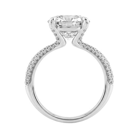 4 1/3Ct Round Brilliant Diamond Ring In 14K White Gold Elegant Ladies Engagement Ring 4Ct Round Center Stone (Color F-G -Clarity Vs1/Vs2)