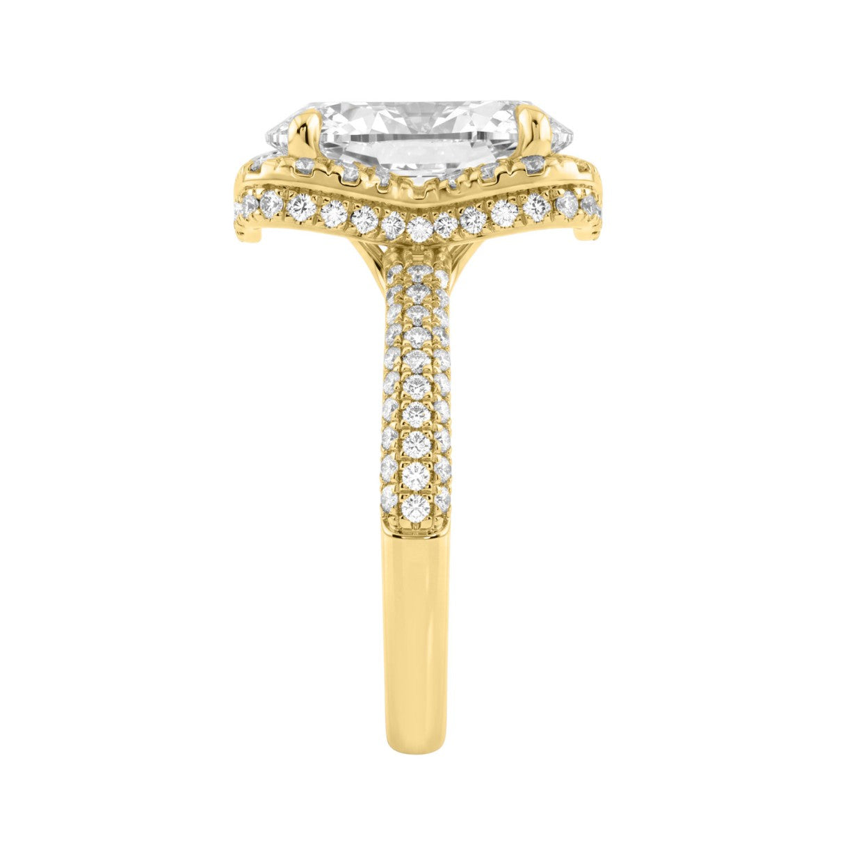 14K Yellow Gold 4 1/2Ct Ladies Oval Cut Halo Engagement Ring 4Ct Oval Center Stone &amp; Round Diamond (Color F-G -Clarity Vs1/Vs2)