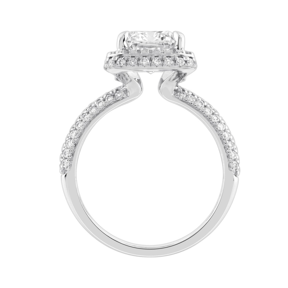 14K White Gold 4 1/2Ct Ladies Emerald Cut Hidden Halo Engagement Ring 4Ct Emerald Center Stone &amp; Round Diamond (Color F-G -Clarity Vs1/Vs2)