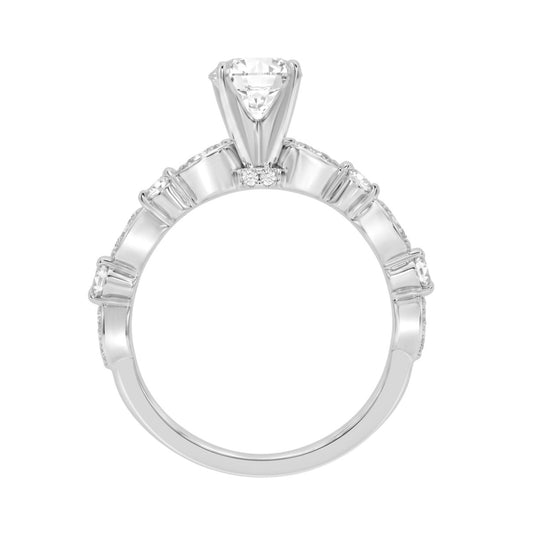Lab Grown Diamond Engagement Ring 1 1/4Ct White Gold 14K Round Brilliant Cut Ring With 1.00 Ct Center Stone For Women (Color F-G -Clarity Vs1/Vs2)