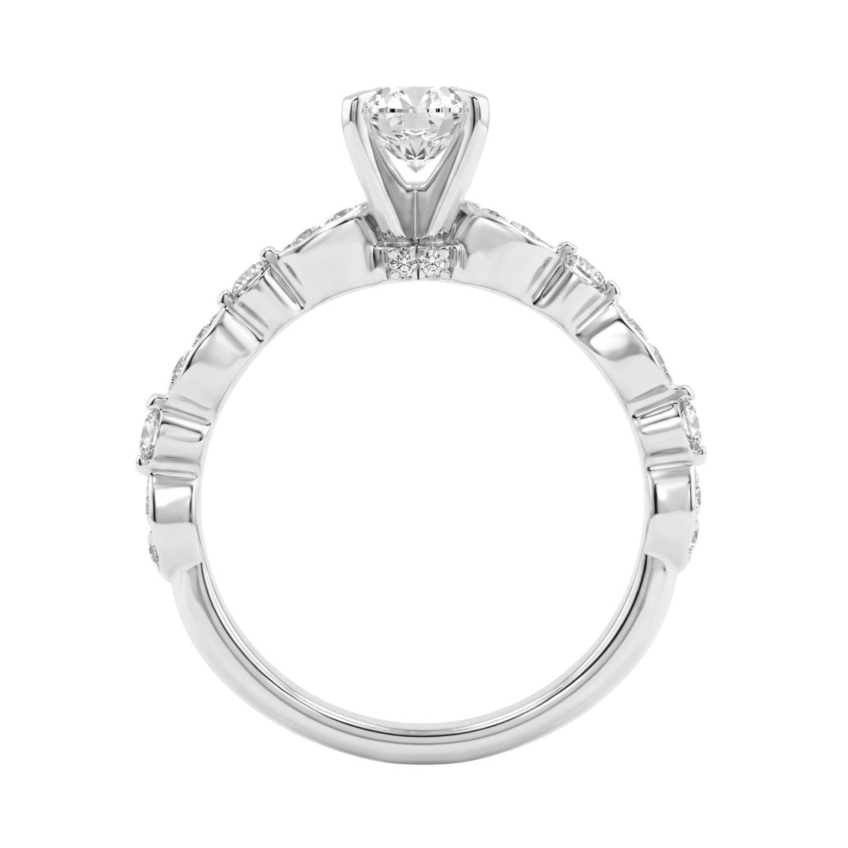 14K White Gold 1 1/4Ct Oval &amp; Round Diamond Ladies Engagement Ring 1.00 Ct Oval Center Stone Classic Ladies Ring  (Color F-G -Clarity Vs1/Vs2)
