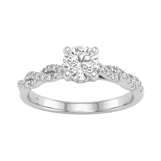 1 1/2Ct Round Lab-Grown Diamond Engagement Ring In 14K White Gold Ladies Bridal Ring 3/4Ct Round Center Stone (Color F-G -Clarity Vs1/Vs2)