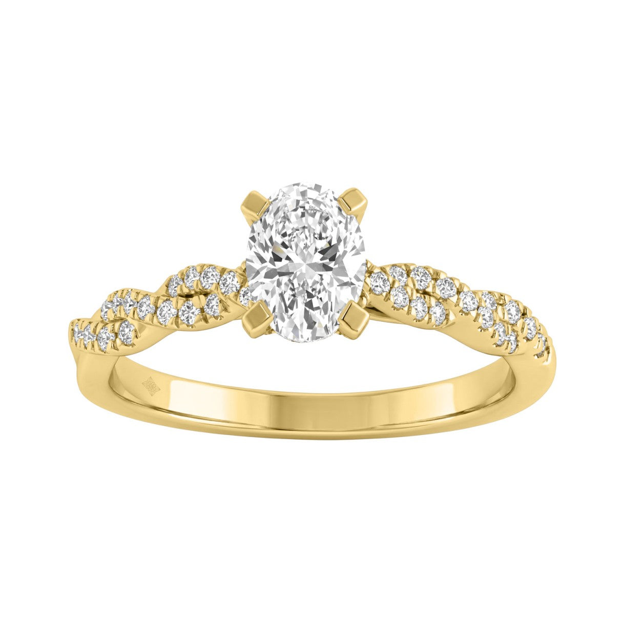 1.00Ct  Round & Oval Diamond Classic Ring In 14K Yellow Gold Ladies Fine Jewelry Ring 3/4Ct Oval Center Stone (Color F-G -Clarity Vs1/Vs2)