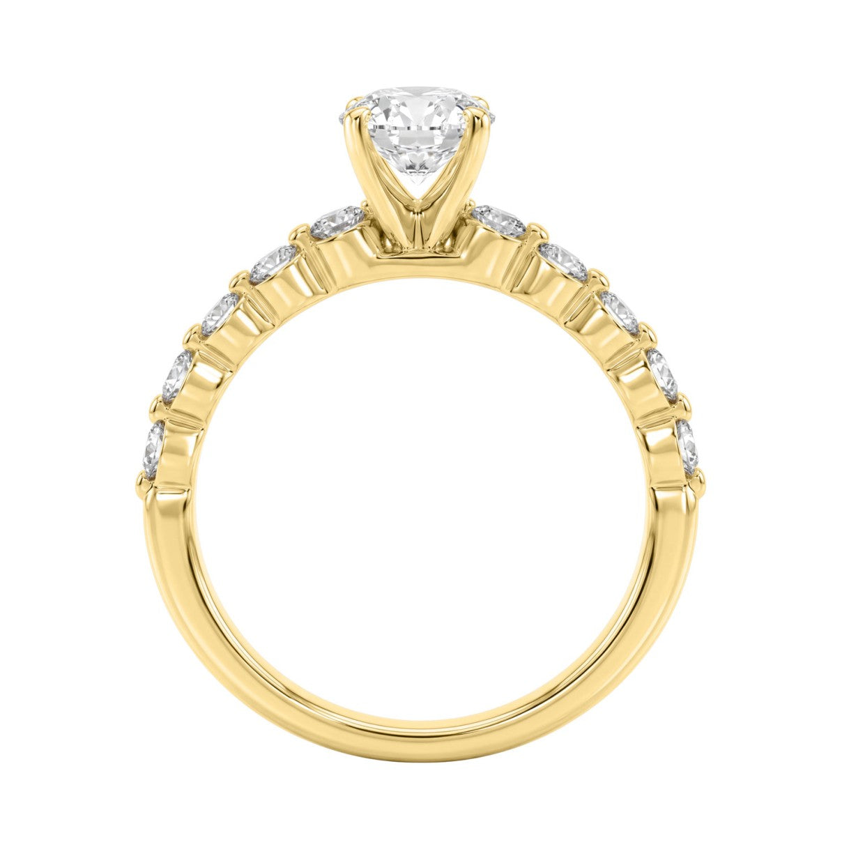 1 1/2Ct  Round &amp; Oval Diamond Classic Ring In 14K Yellow Gold Ladies Fine Jewelry Ring 1Ct Oval Center Stone (Color F-G -Clarity Vs1/Vs2)