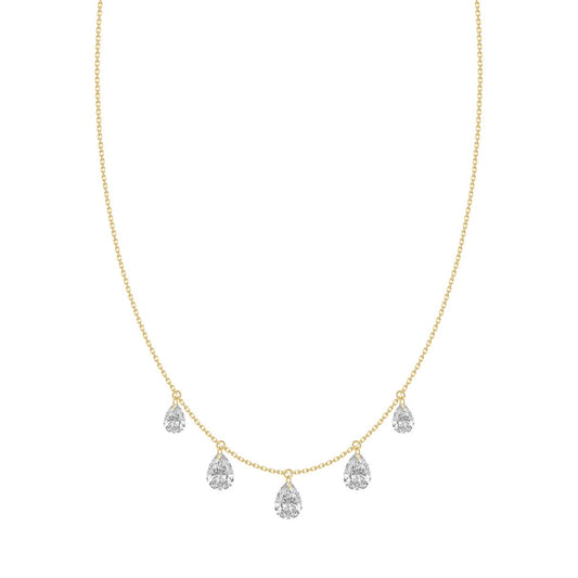 14K Yellow Gold 2.00 Ct Pear Shape Diamond Necklace For Women Pear Cut Diamond Fine Luxury Jewelry Gift