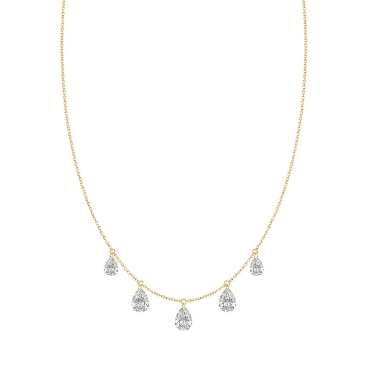 14K Yellow Gold 2.00 Ct Pear Shape Diamond Necklace For Women Pear Cut Diamond Fine Luxury Jewelry Gift