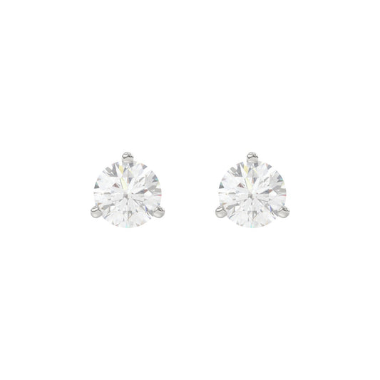 14K White Gold 2.00CT Round Brilliant Diamond Solitaire Stud Earrings for Women Fine Jewelry