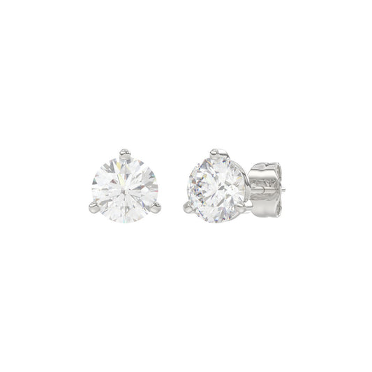 14K White Gold 2.00CT Round Brilliant Diamond Solitaire Stud Earrings for Women Fine Jewelry