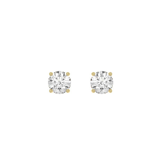 14K Yellow Gold 1.00 Ct Round Brilliant Diamond Stud Earrings Lab Grown Diamond Solitaire Earrings For Women Fine Jewelry Gift