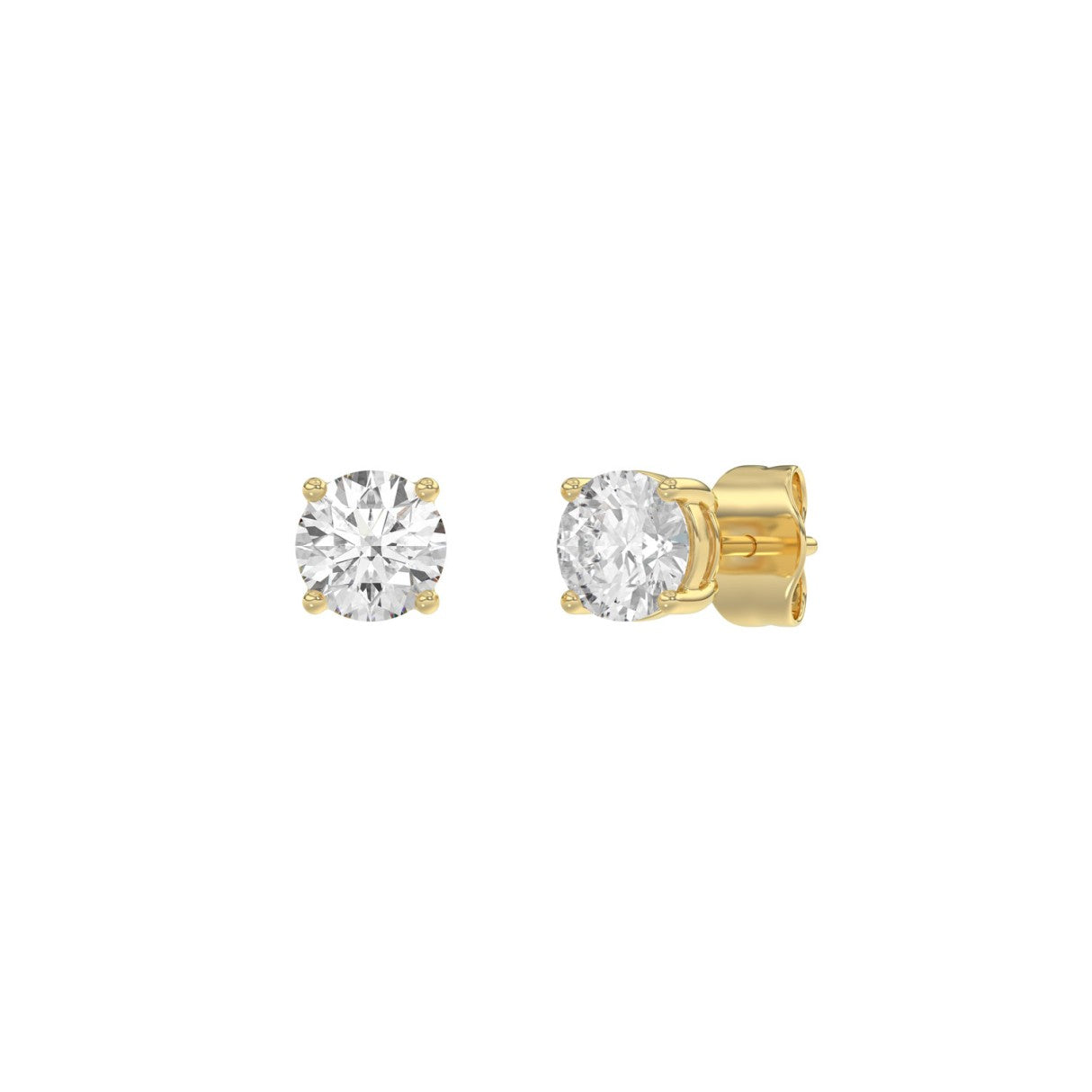 14K Yellow Gold 1.00 Ct Round Brilliant Diamond Stud Earrings Lab Grown Diamond Solitaire Earrings For Women Fine Jewelry Gift