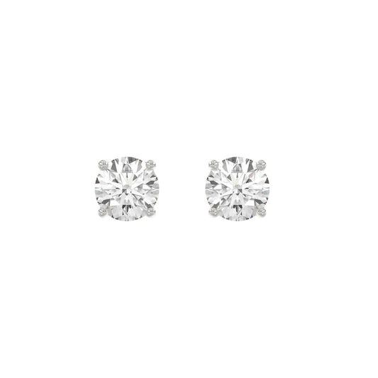 14K White Gold 2.00 Ct Round Brilliant Diamond Stud Earrings Lab Grown Diamond Solitaire Earrings For Women Fine Jewelry Gift