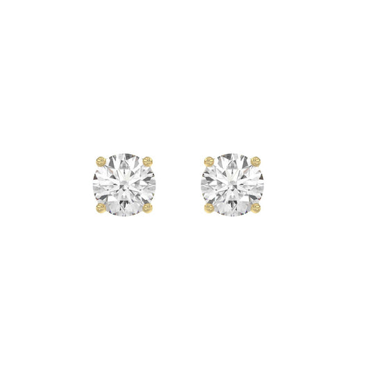 14K Yellow Gold 2.00 Ct Round Brilliant Diamond Stud Earrings Lab Grown Diamond Solitaire Earrings For Women Fine Jewelry Gift