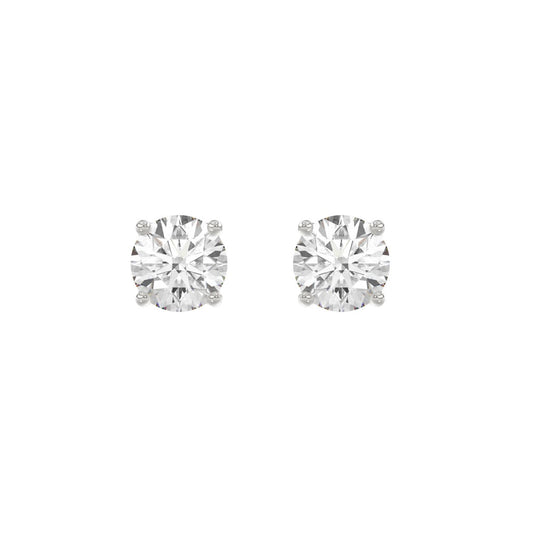 Luxury 14K White Gold 2 1/2Ct Round Diamond Stud Earrings Classic Lab Grown Diamond Solitaire Earrings
