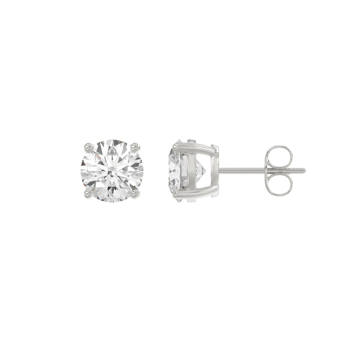 Luxury 14K White Gold 2 1/2Ct Round Diamond Stud Earrings Classic Lab Grown Diamond Solitaire Earrings