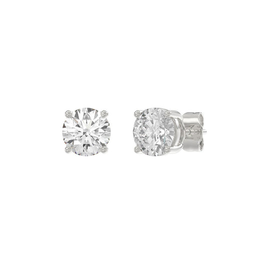 Luxury 14K White Gold 2 1/2Ct Round Diamond Stud Earrings Classic Lab Grown Diamond Solitaire Earrings