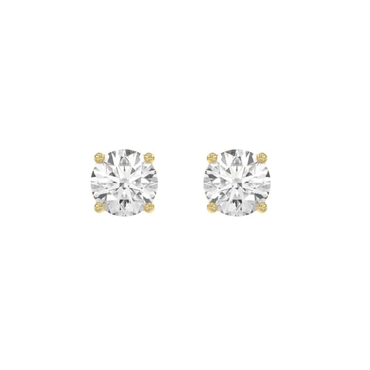 Luxury 14K Yellow Gold 2 1/2Ct Round Diamond Stud Earrings Classic Lab Grown Diamond Solitaire Earrings
