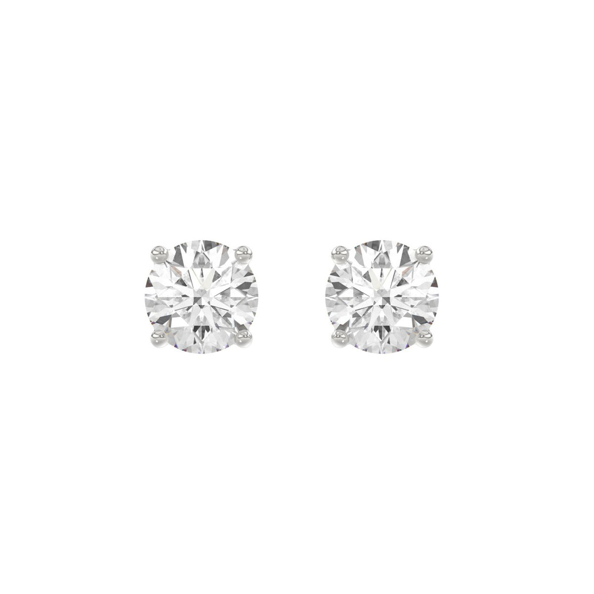 14K White Gold 3.00 Ct Round Brilliant Diamond Stud Earrings Lab Grown Diamond Solitaire Earrings For Women Fine Jewelry Gift