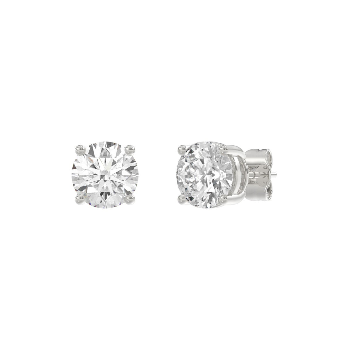 14K White Gold 3.00 Ct Round Brilliant Diamond Stud Earrings Lab Grown Diamond Solitaire Earrings For Women Fine Jewelry Gift