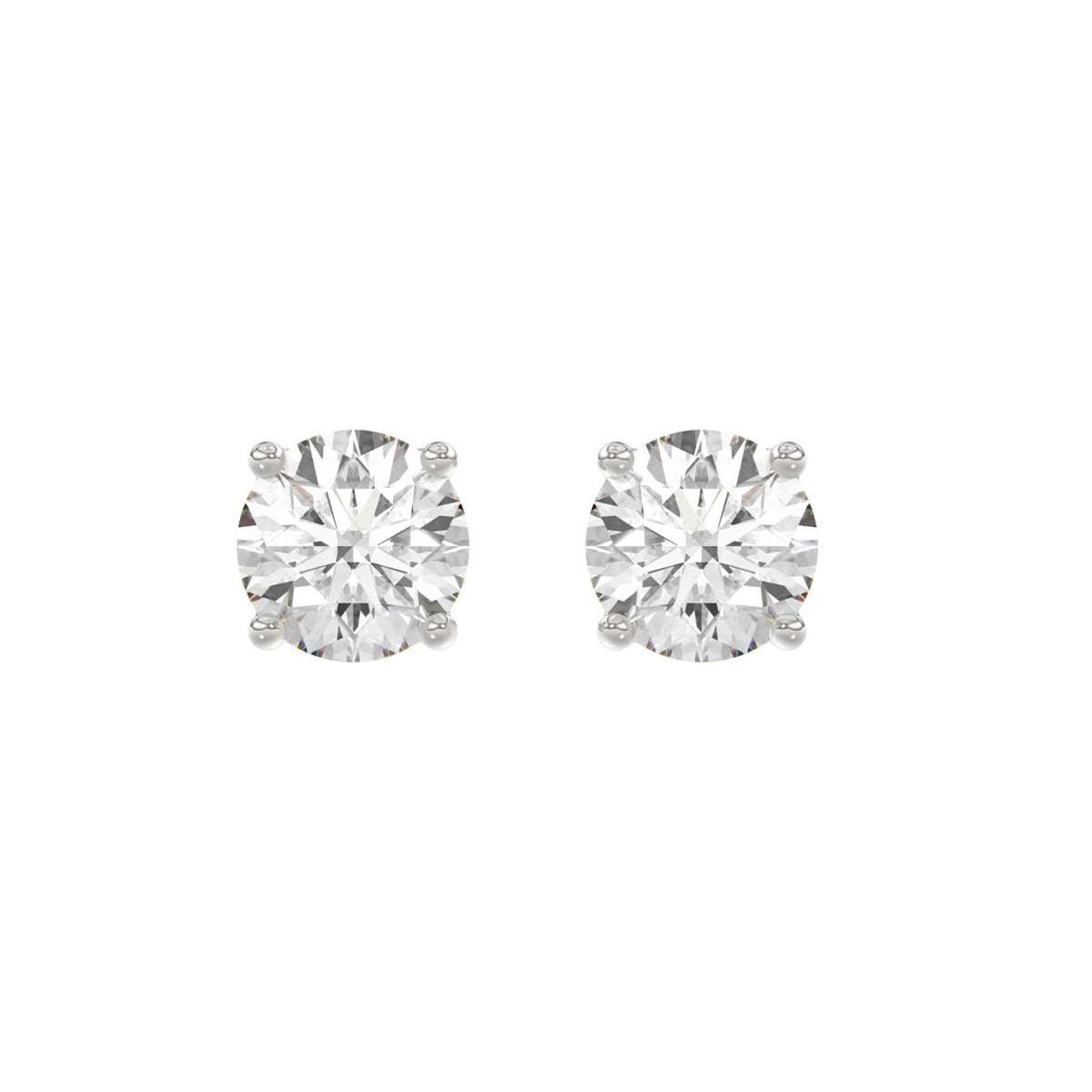 14K White Gold 4.00 Ct Lab Grown Round Diamond Stud Earrings Brilliant Cut Diamond Earrings For Women