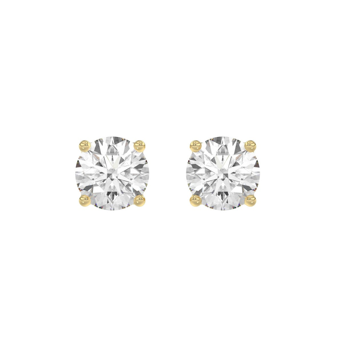 14K Yellow Gold 4.00 Ct Lab Grown Round Diamond Stud Earrings Brilliant Cut Diamond Earrings For Women