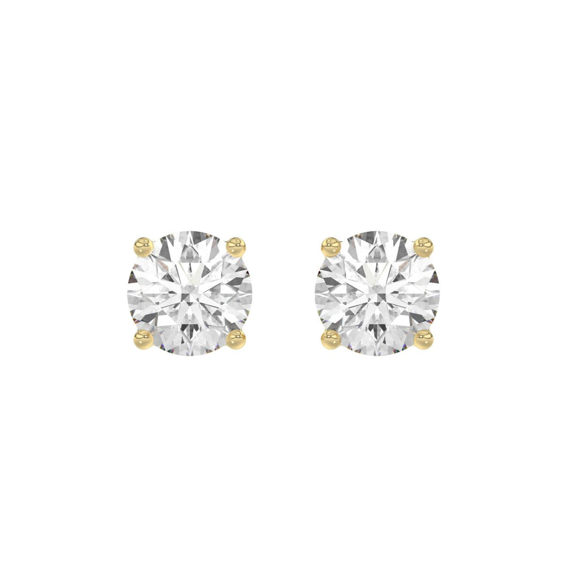 14K Yellow Gold 4.00 Ct Lab Grown Round Diamond Stud Earrings Brilliant Cut Diamond Earrings For Women