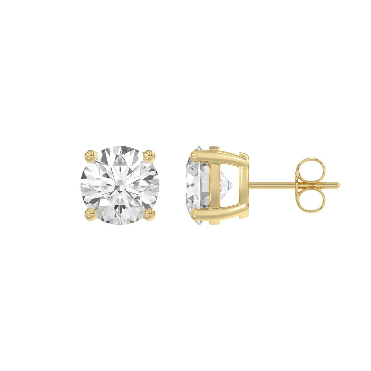 14K Yellow Gold 4.00 Ct Lab Grown Round Diamond Stud Earrings Brilliant Cut Diamond Earrings For Women