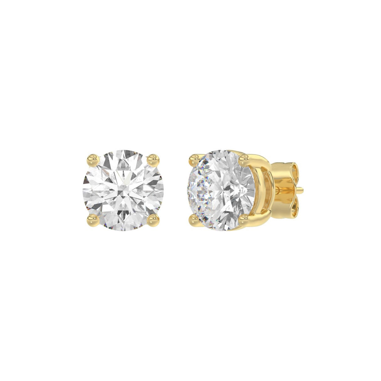 14K Yellow Gold 4.00 Ct Lab Grown Round Diamond Stud Earrings Brilliant Cut Diamond Earrings For Women